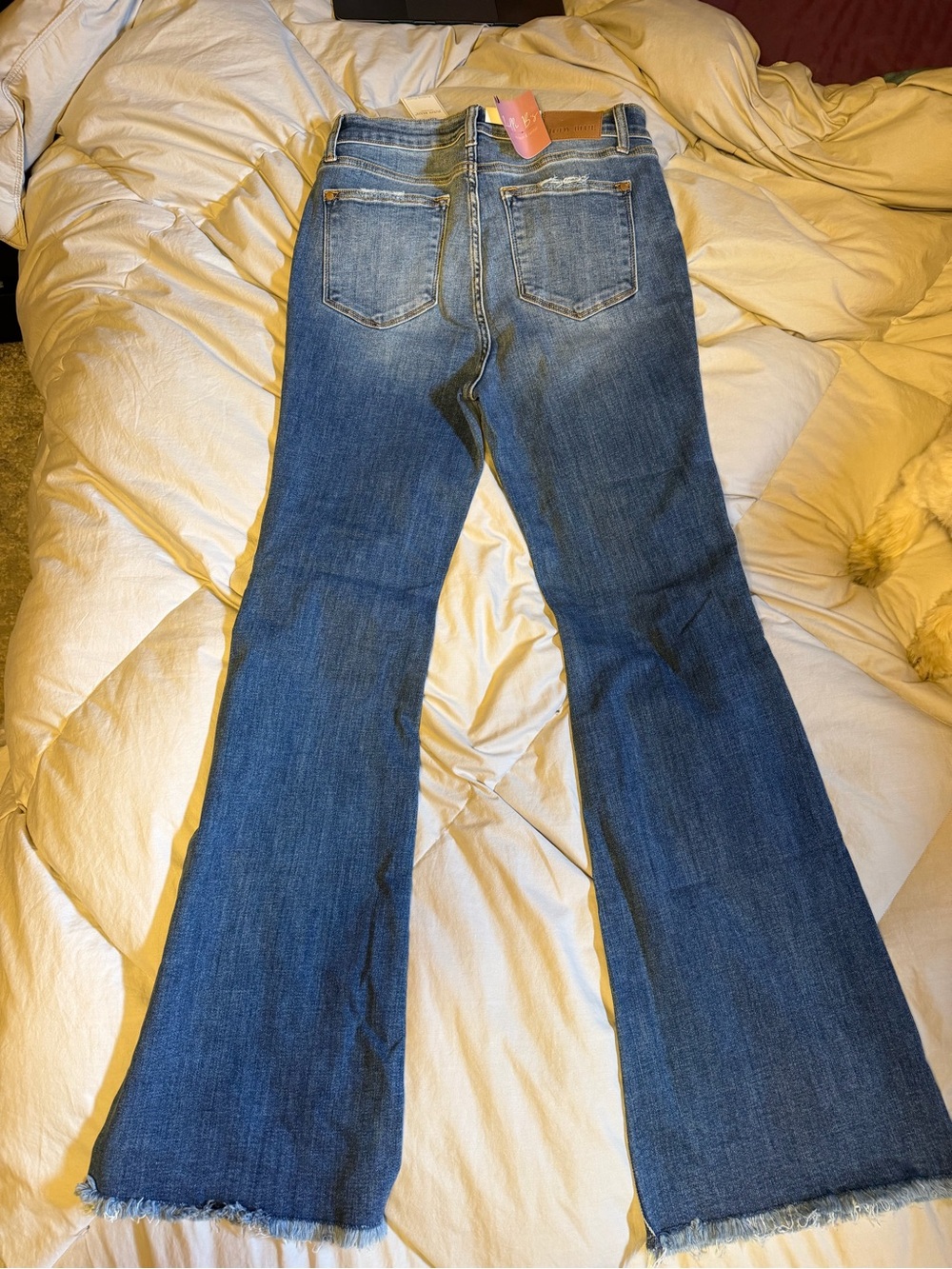 Judy Blue Medium Blue Distressed Flare Jeans - Picture 2 of 4
